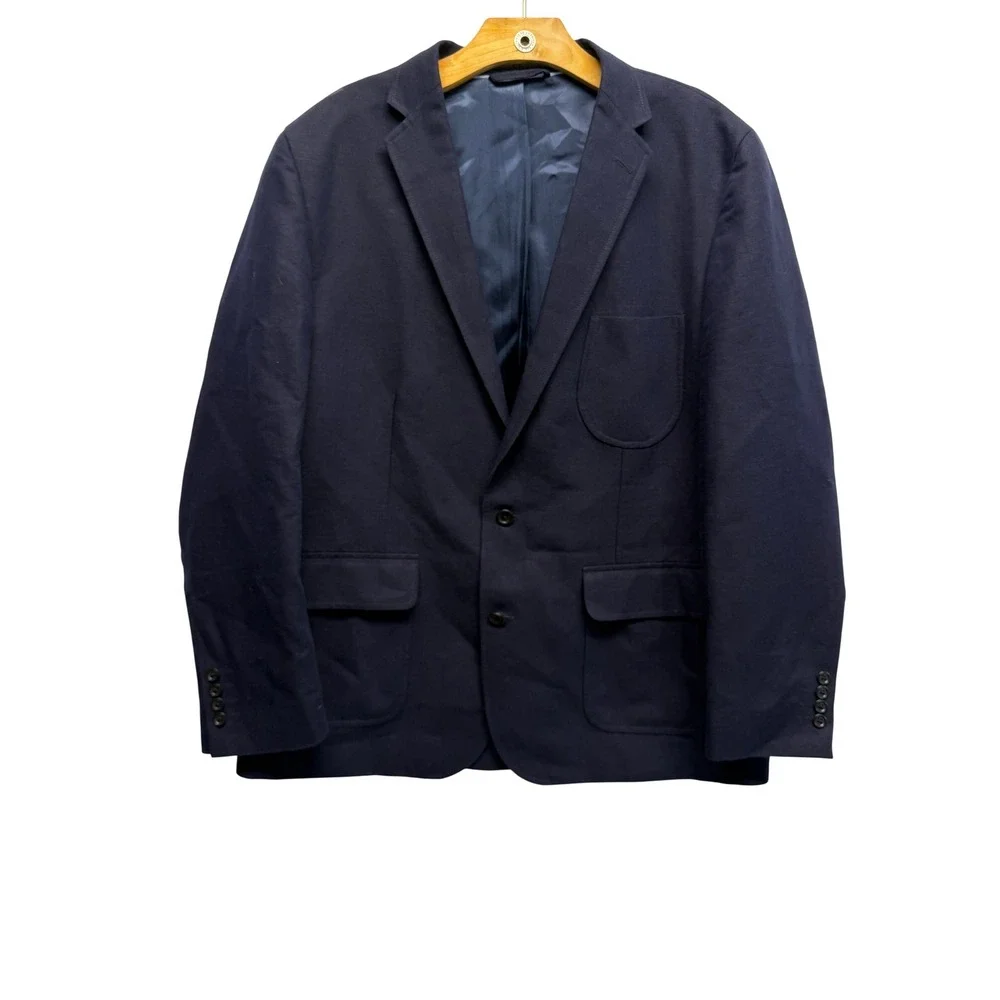 Lands End Mens Navy Baird McNutt Irish Linen Cotton Blazer 44 Reg